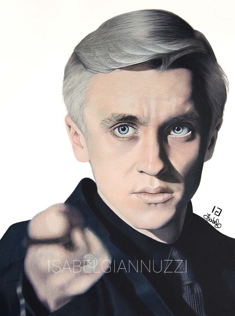 drawing draco malfoy death eater played by tom felton in harry potter