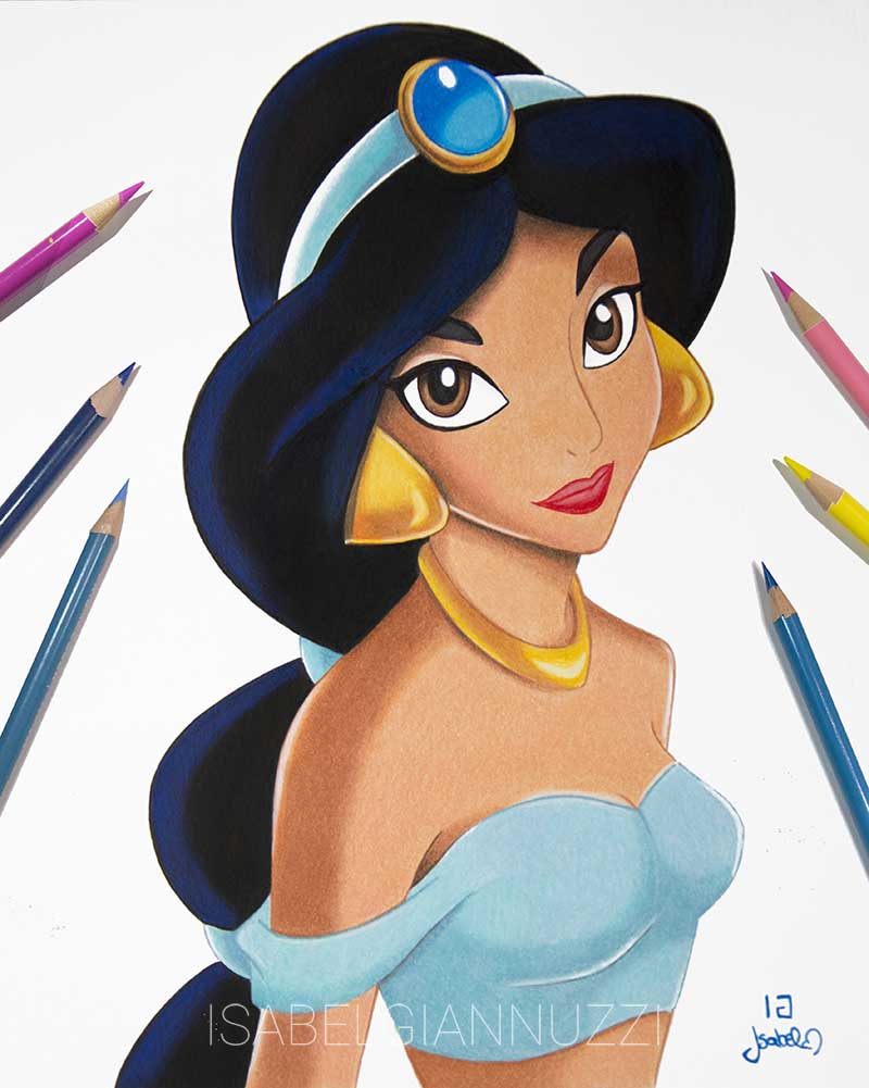 disegno jasmine disney principessa del film Aladdin